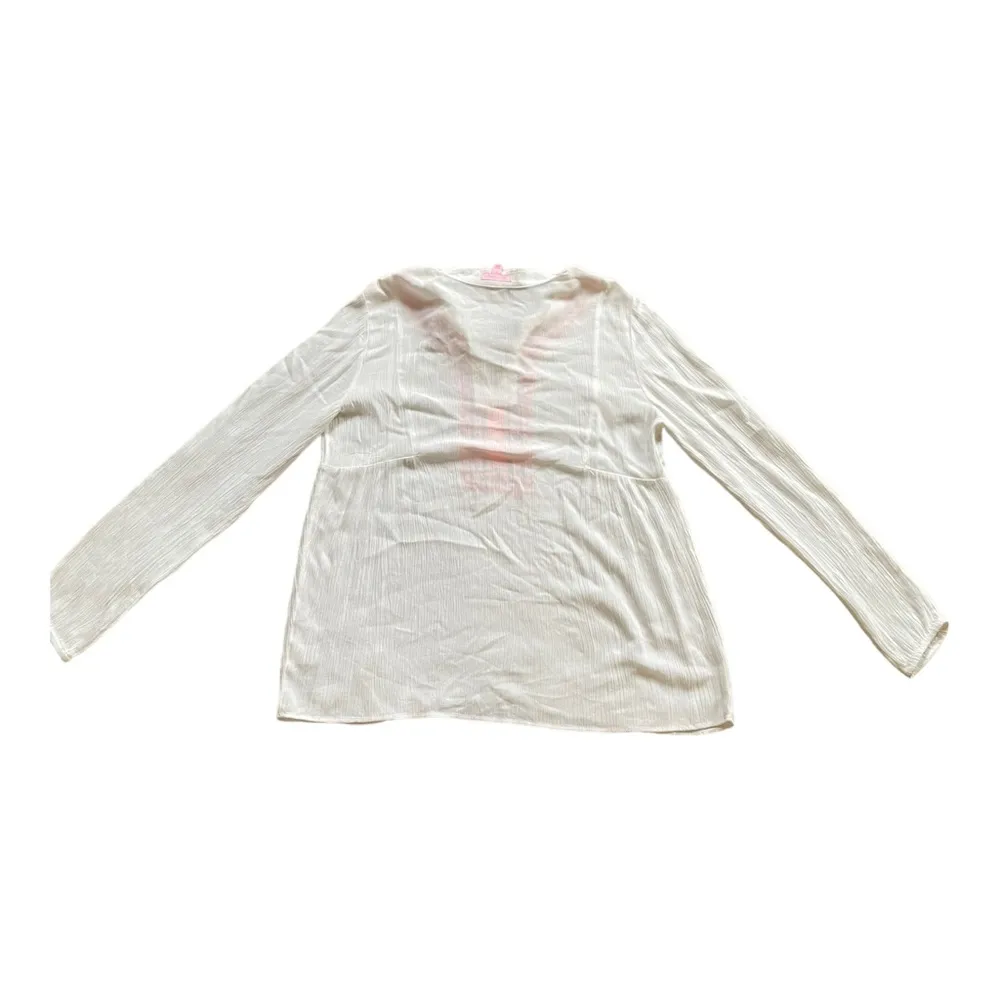 Lilly Pulitzer Dahle Embroidered White  Top Long Sleeve Women's Size Small A7 - Image 8