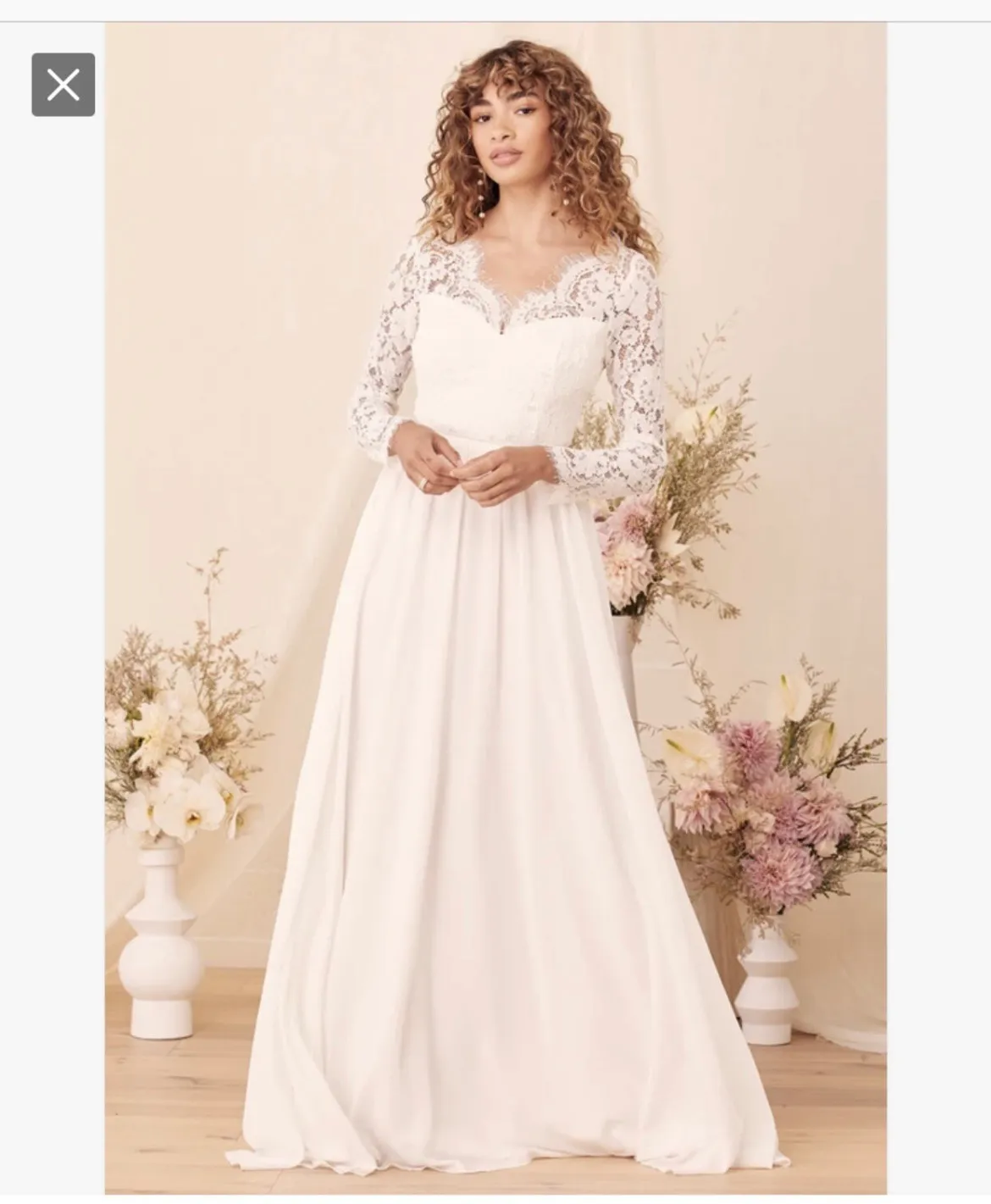 Lulu’s Forever Starts Tonight White Lace Long Sleeve Maxi Wedding Bridal Dress - Image 2