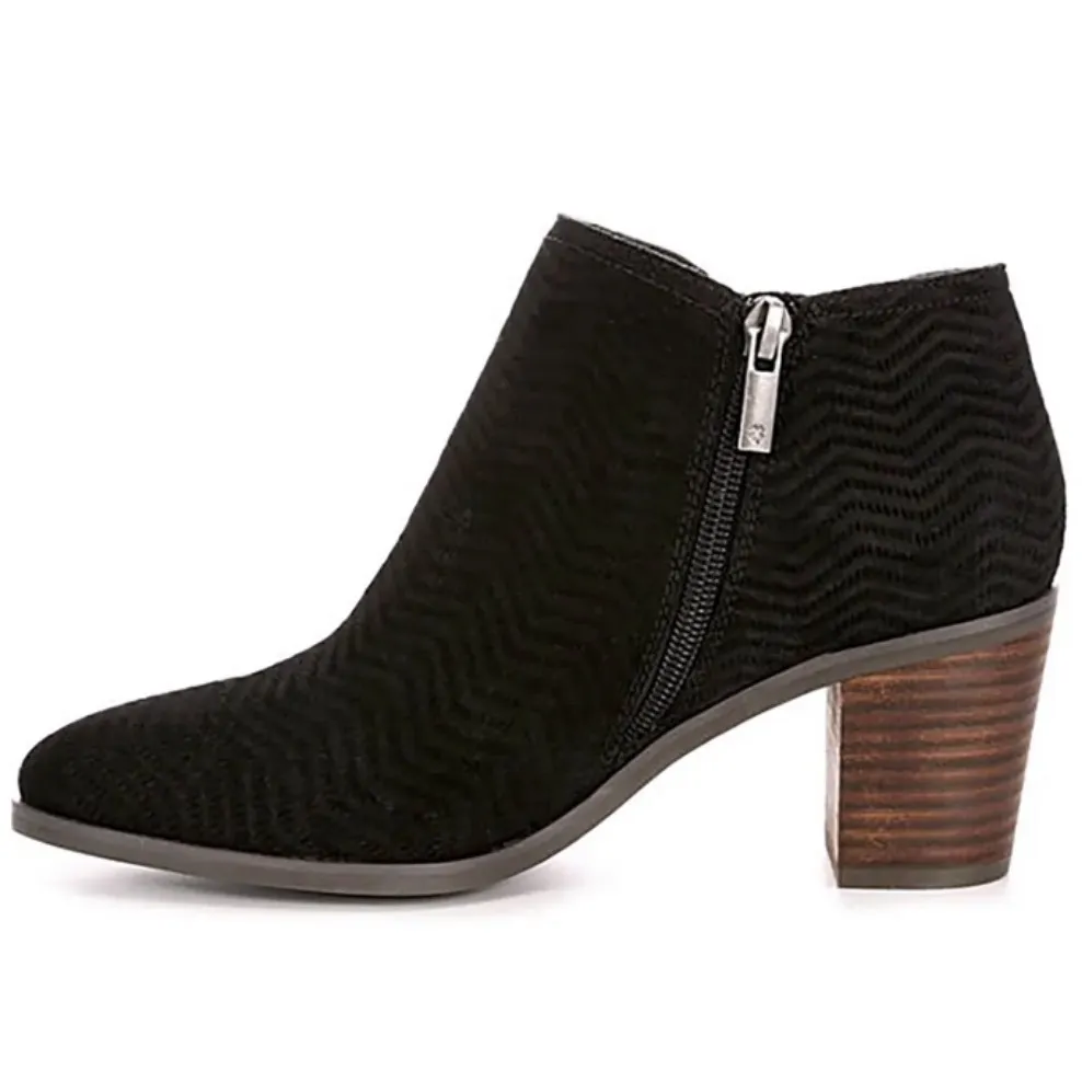 Lucky Brand sz 7.5 Womens Black Chunky Heel Zip Up Ankle Booties Fall Western - Image 3