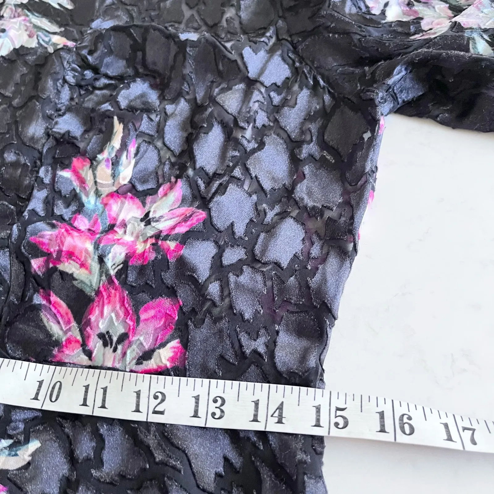 REBECCA TAYLOR   Noha Puff Sleeve Floral Midi Dress In Black Combo size 8 - Image 12