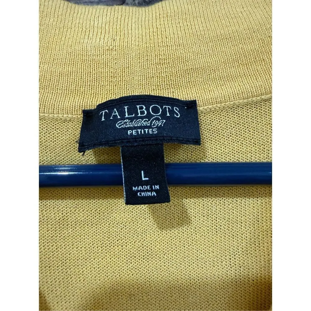 Talbots Mustard Yellow Tie Neck Sweater Women Top Blouse sz Large Petite - Image 3