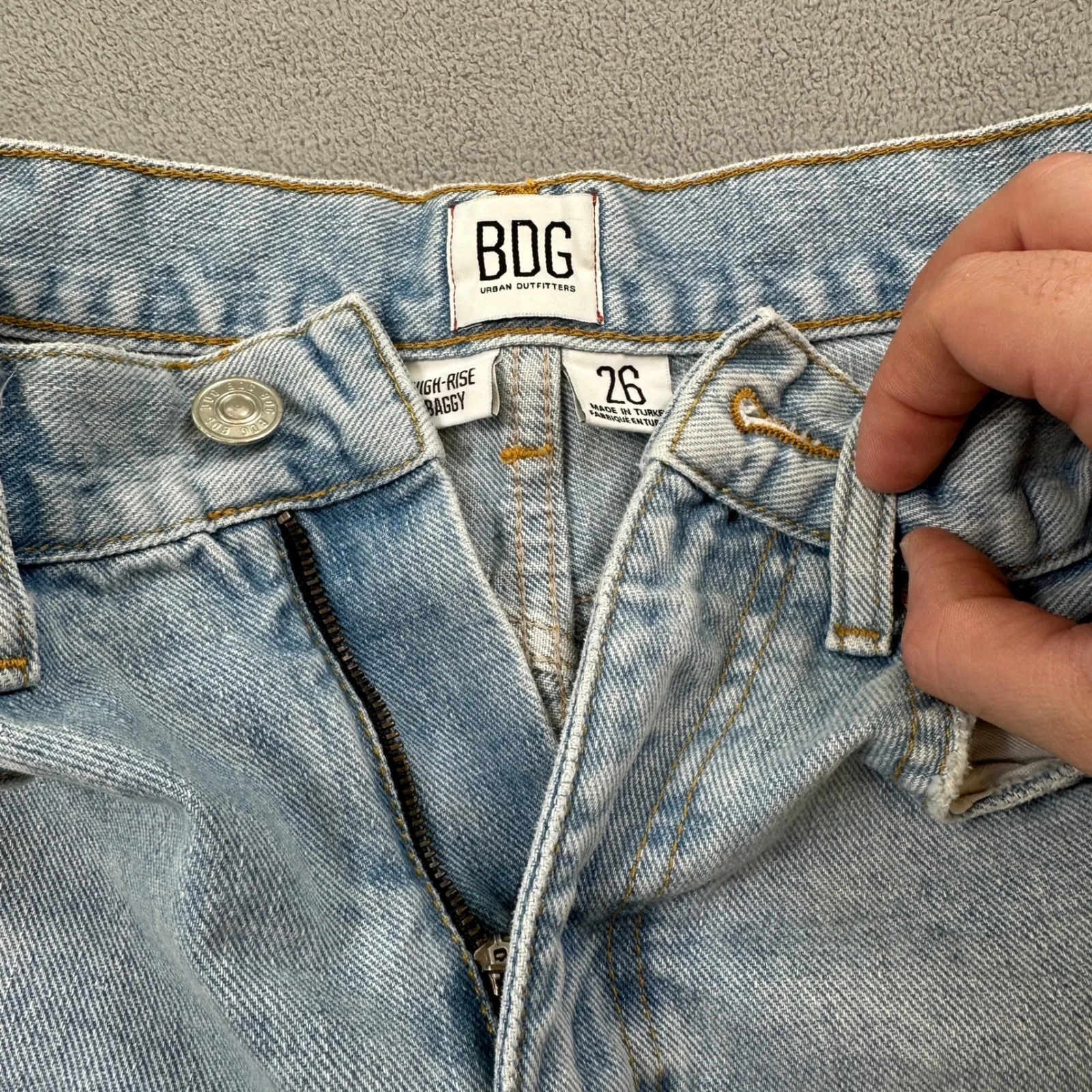 BDG Urban Outfitters High Rise Baggy Jean Shorts 26 Light Wash Denim Cut Off - Image 3