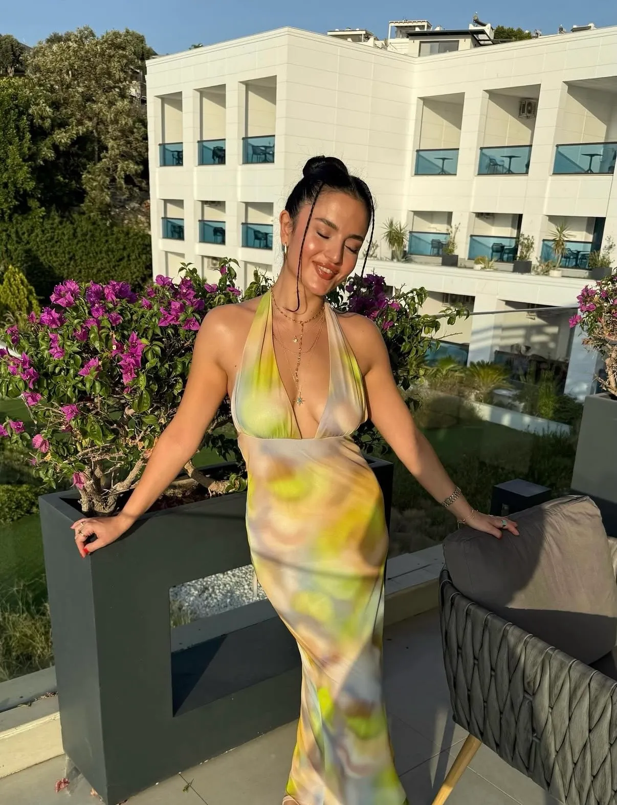 Zara mesh Vibrant Multicolor Halter maxi Dress evening party cocktail - Image 5