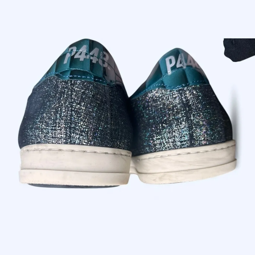 P448 John Jafar Low-Top Sneakers Metallic Glitter Pony Hair Toe Women's EU 41 - Image 10