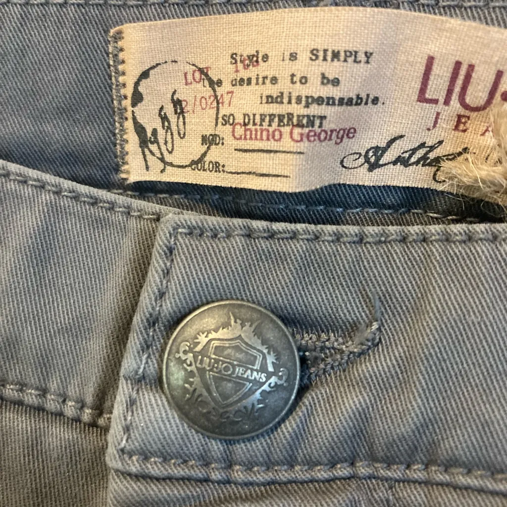 Liu Jo women’s size 33 gray silver studded GEORGE stretchy chino pants 34x33 - Image 5