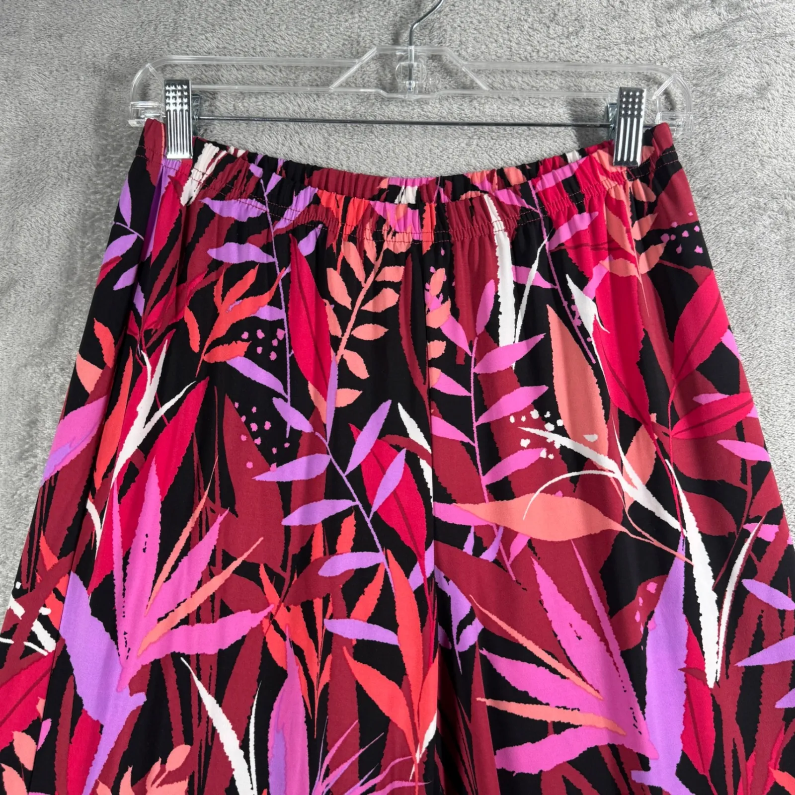 Bob Mackie Wearable Art Pants Women S Wide Leg Palazzo Tropical Leaf Bold Cruise - Image 4