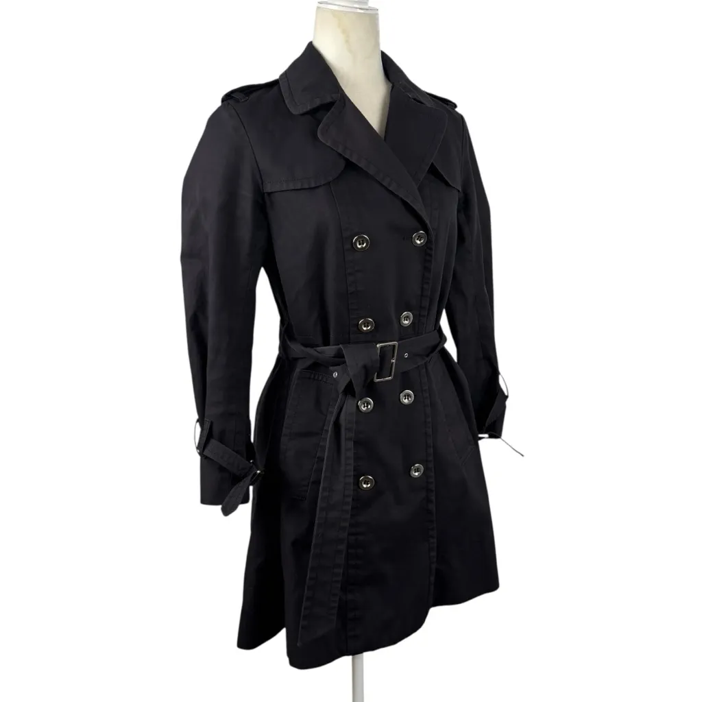 Marc by Marc Jacobs Double Breasted Black Trench Coat Belted Office Work Size M - Image 9
