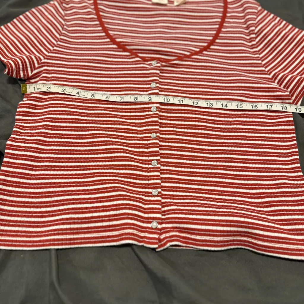 Striped Red Button-Up Women's Top - Image 5