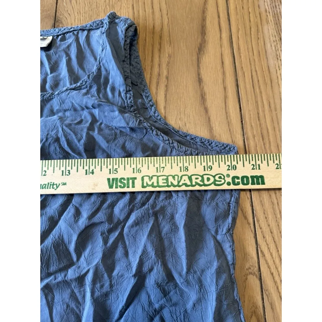 J Jill Blue Shirt‎ Sleeveless Blouse Rayon USA Lightweight Preppy Beach Travel Size L - Image 5