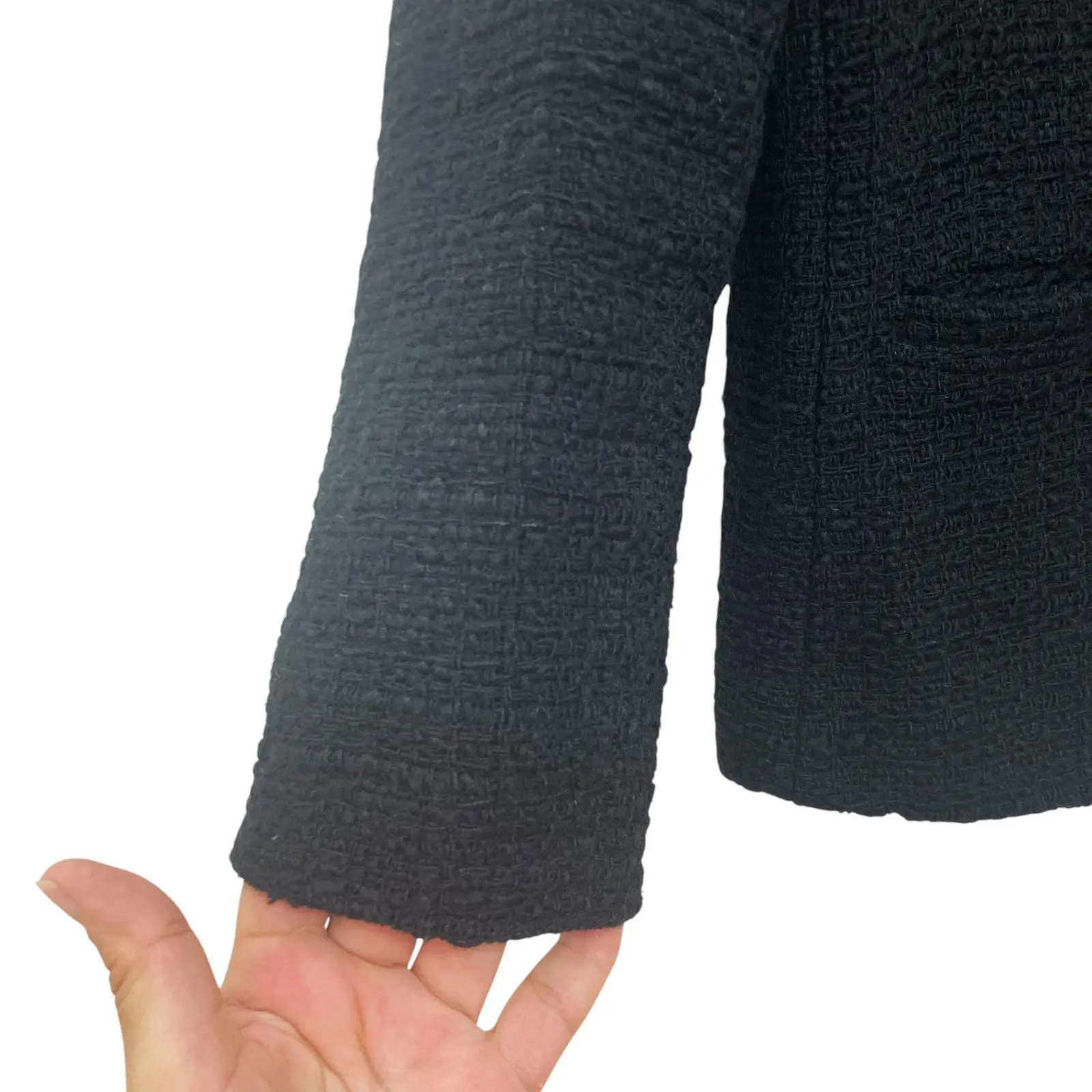 Vince Bouclé Textured Wool Blend Cropped Jacket Black Size 4 Minimalist Preppy - Image 10