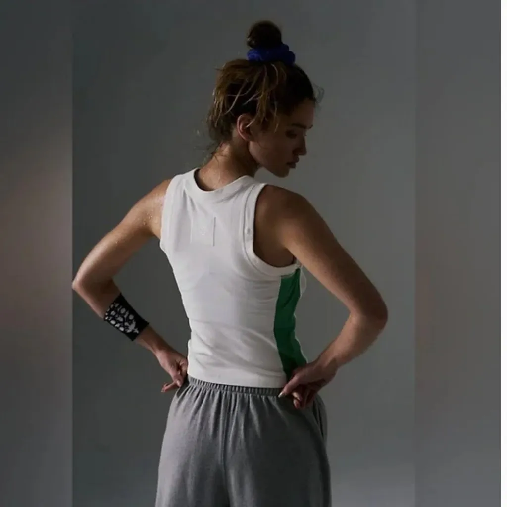 NWOT Free People  MOVEMENT Powerwalk Tank Green & White - Image 2