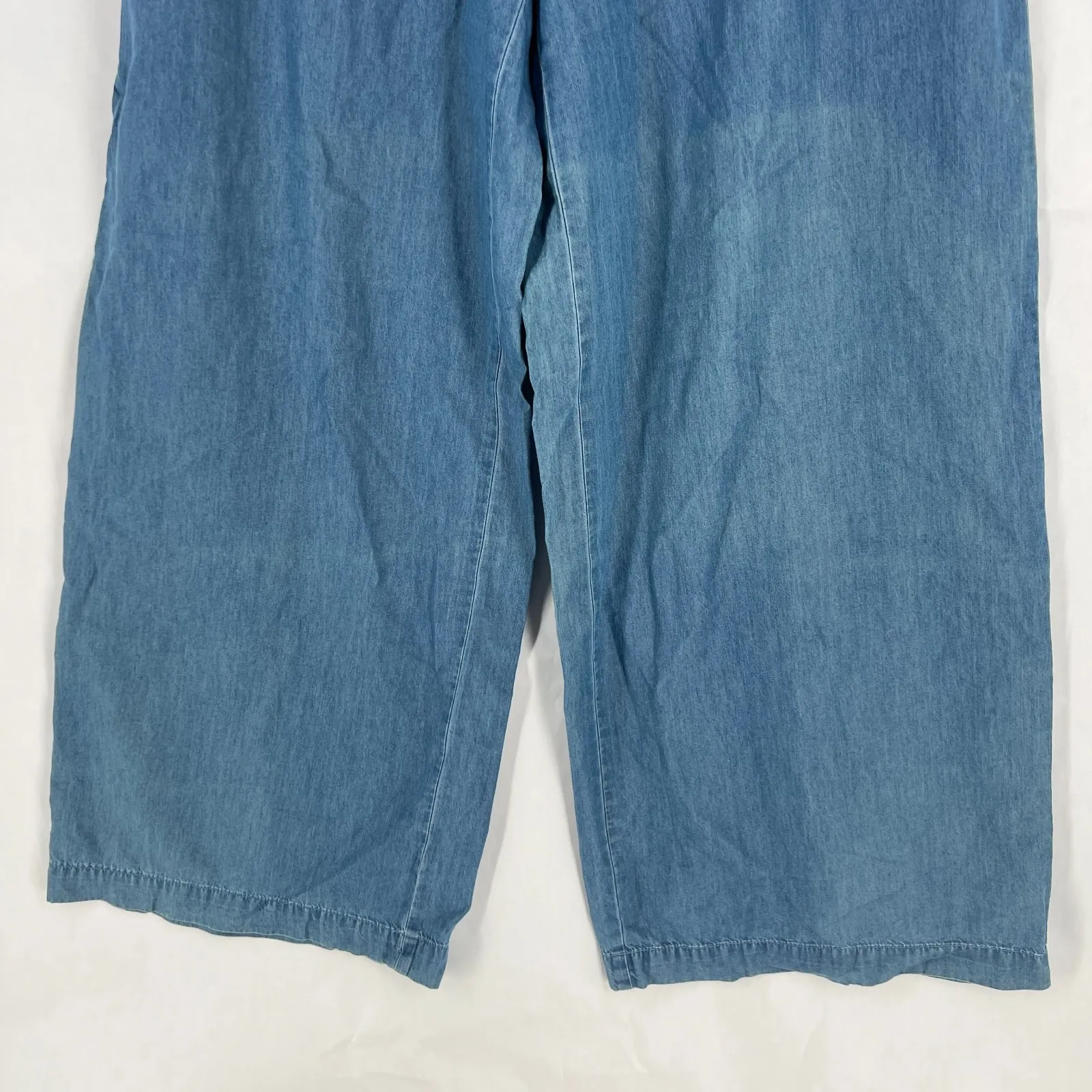 The Edit Seventeen Wide Leg Jeans Women 13 Blue Chambray Denim Cotton High Rise Size undefined - Image 3