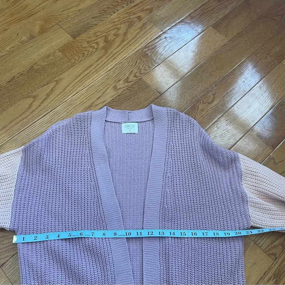 Sienna Sky Oversized Tricolor Cardigan Women’s Size M Open Front Shades Of Pink - Image 10