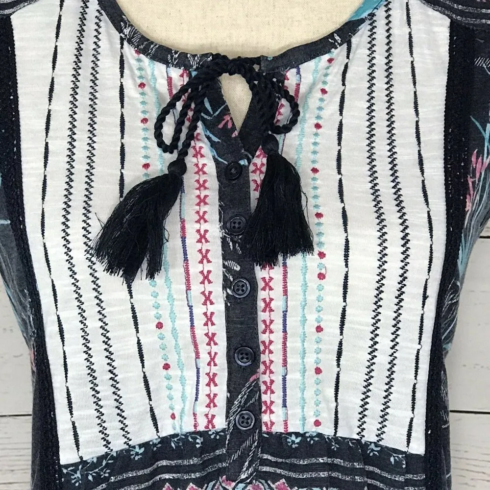 Style & Co Top Sleeveless Hi-Low Geometric Keyhole - Image 2