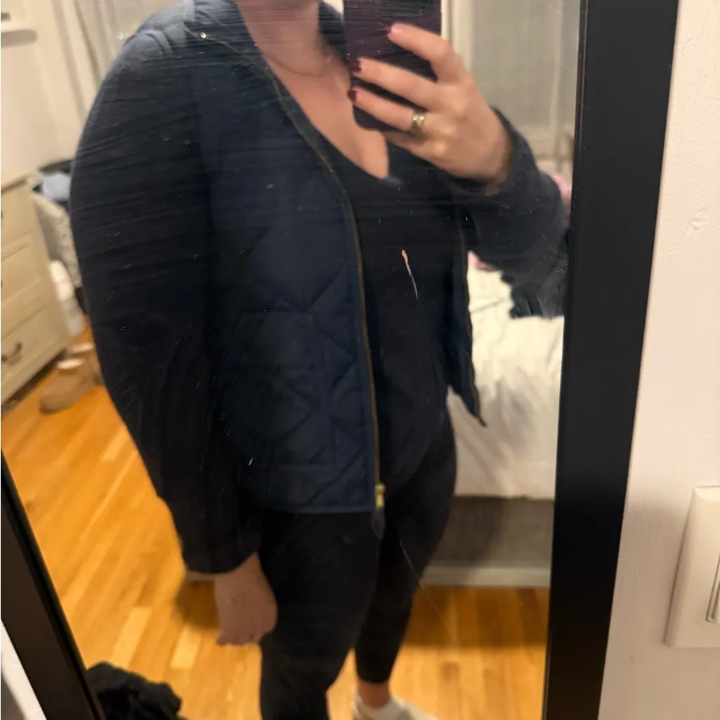 J.Crew Black Quilted Vest with Gold Zipper - Image 5