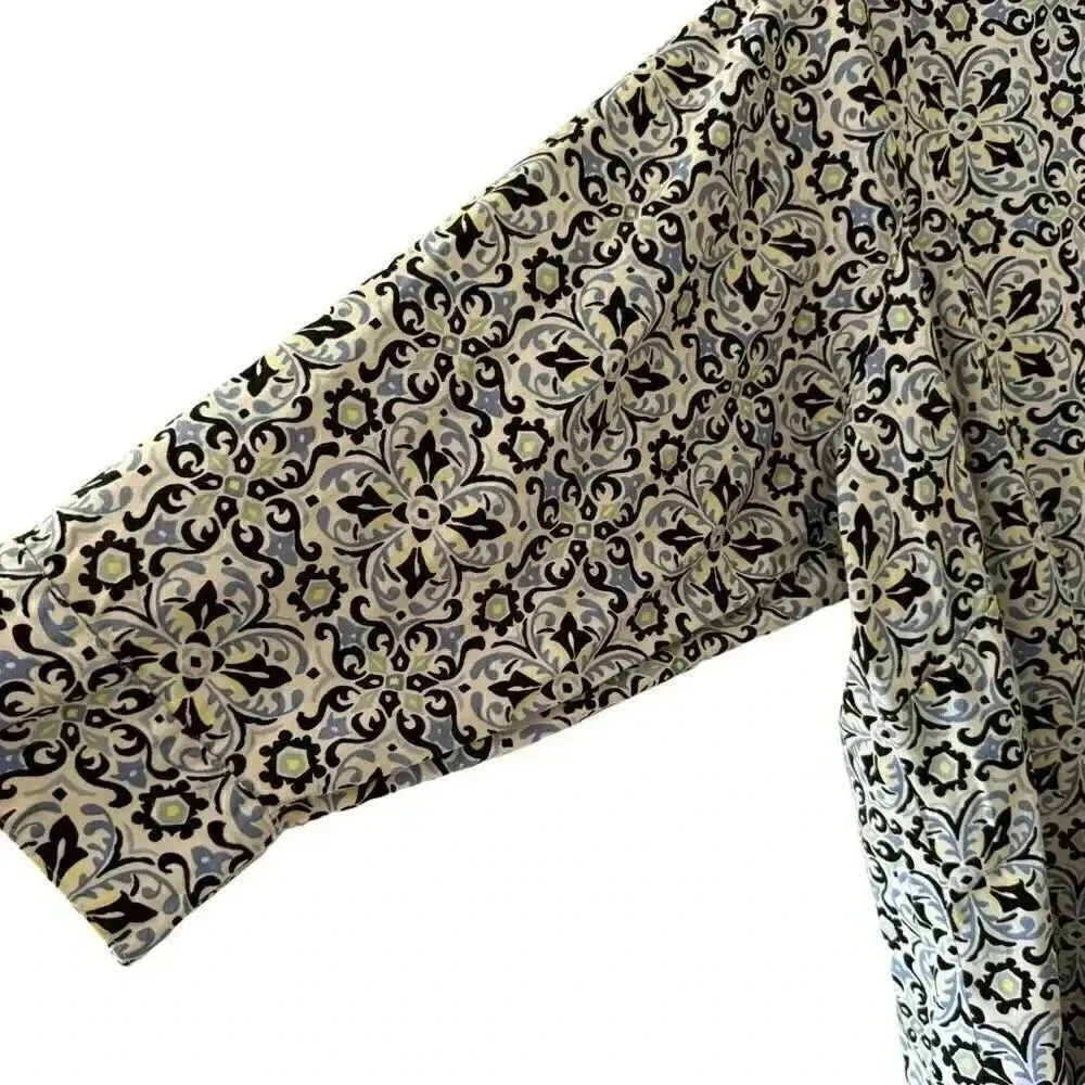 212 Collection Shirt Blouse Plus Paisley Cotton Spandex Floral SZ SZ 1X #1948 Blue - Image 9