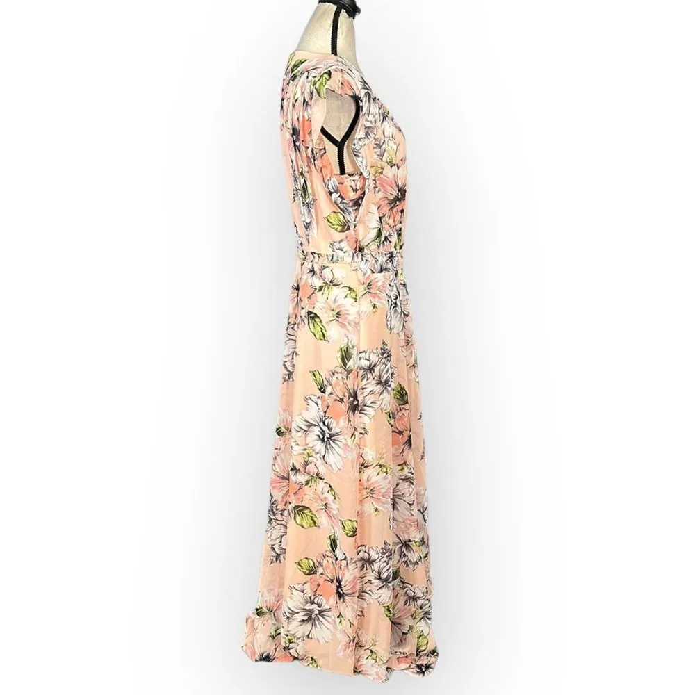 Eliza J Floral Ruffle High Low Short Sleeve Maxi Dress Women's 6 Pink NWT - Image 6