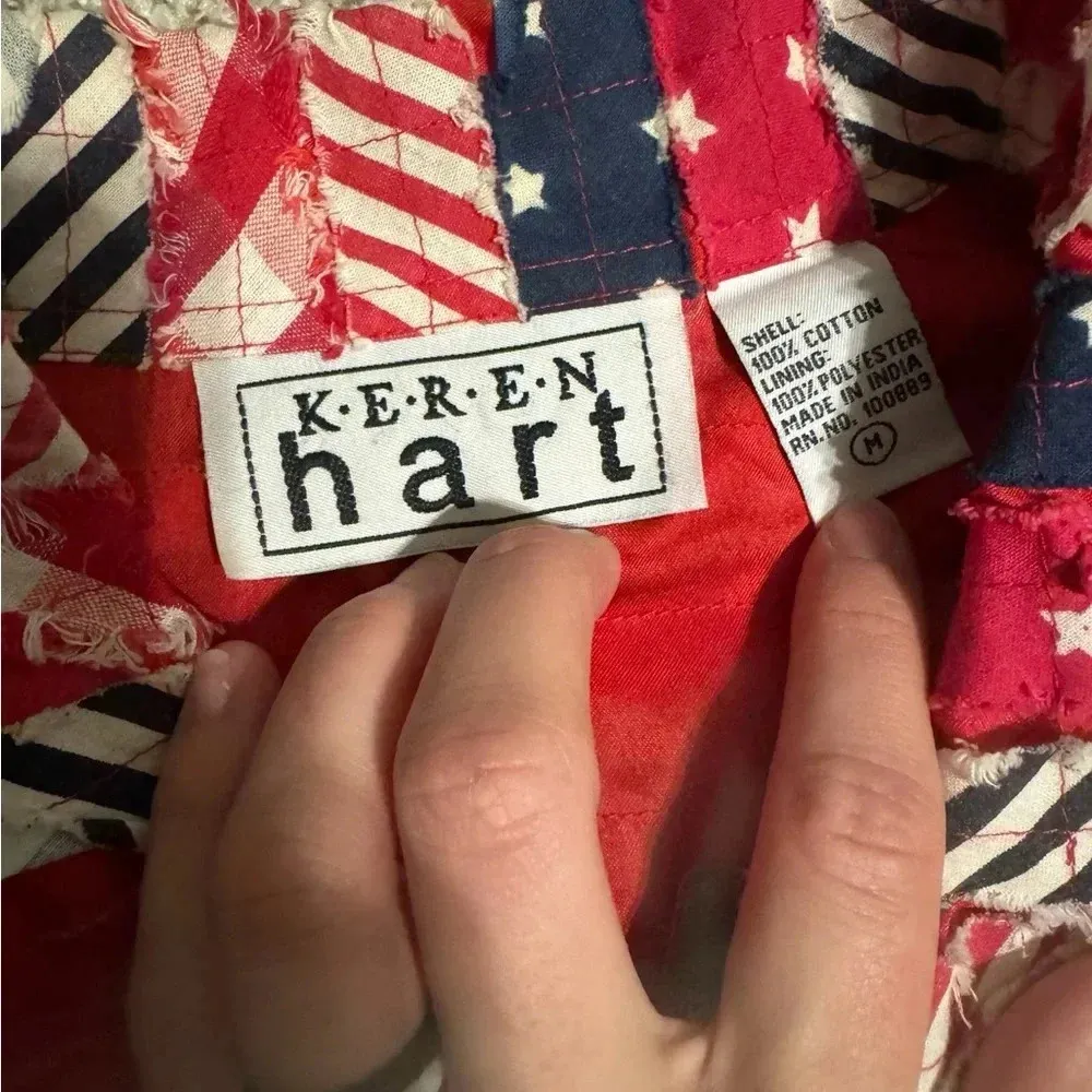 Karen Hart American Flag Cotton Jacket Coat Size M Blue Size M - Image 4