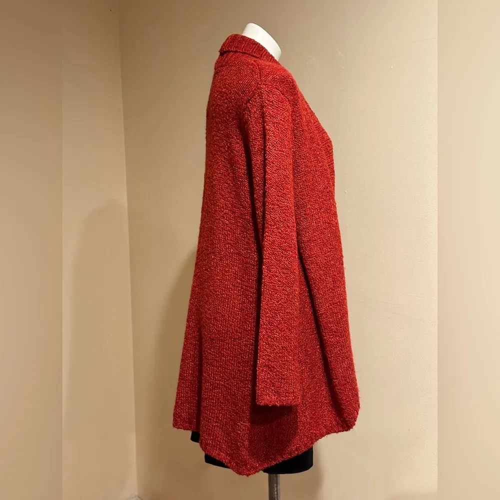 Habit’s Clothes To Live In Bright Orange Red Chunky Knit Oversized Cardigan Sz S - Image 3