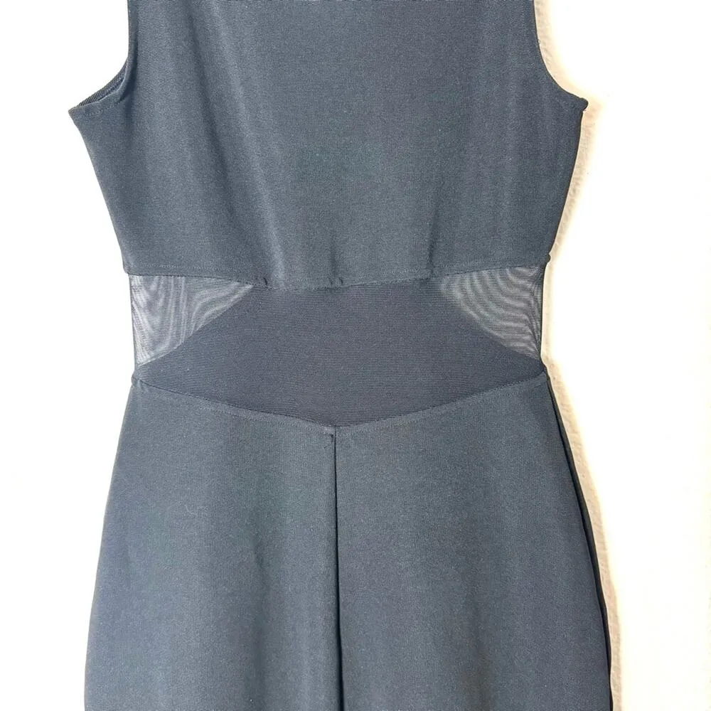 Y2K 90s Vintage Black Cut Out Mesh Bodycon Dress Size Small - Image 3