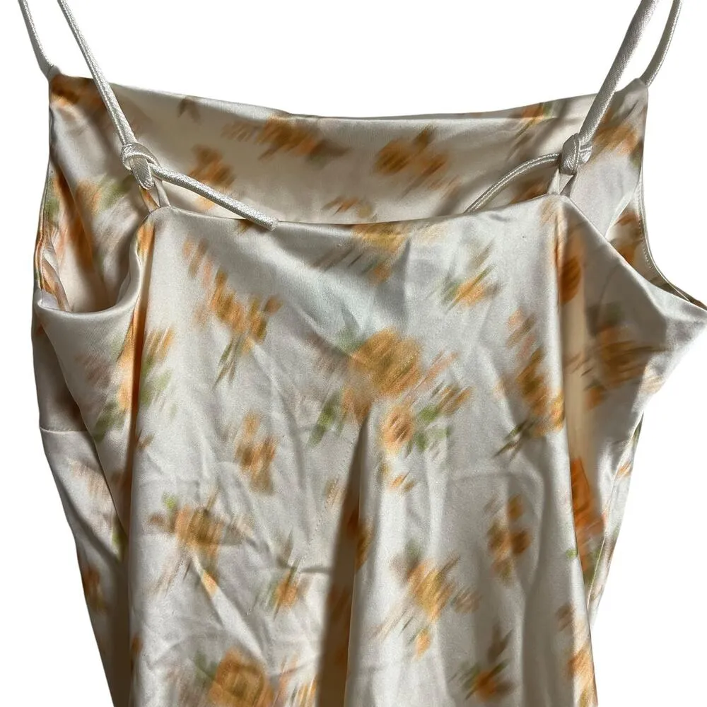 Holzweiler Eila Cream Yellow Floral Print Satin Midi Slip Dress Size XS - Image 13