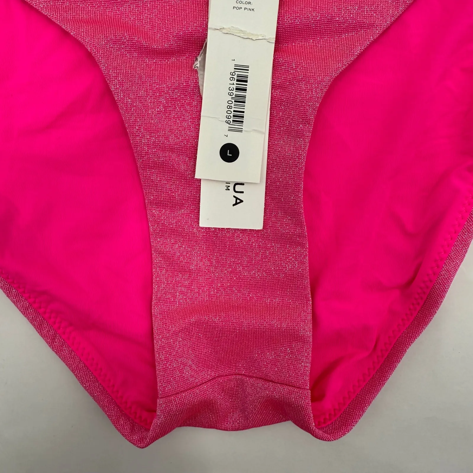 AQUA Bikini Bottoms Size Large Pop Pink NWT Lurex Shimmer Swim Bloomingdales - Image 10
