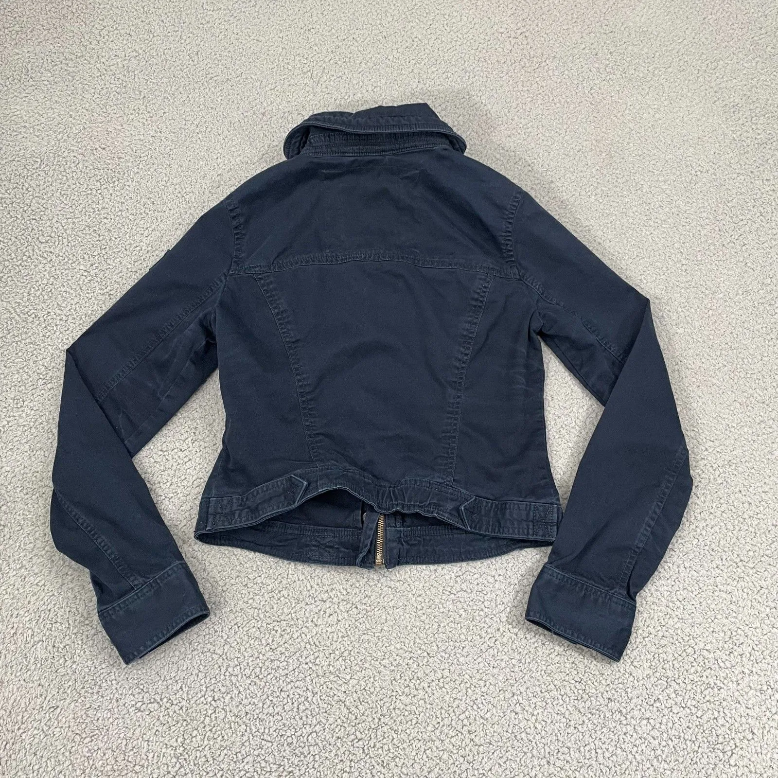 Abercrombie & Fitch Utility Jacket Women S Navy Field Cropped Y2K Full Zip - Image 8