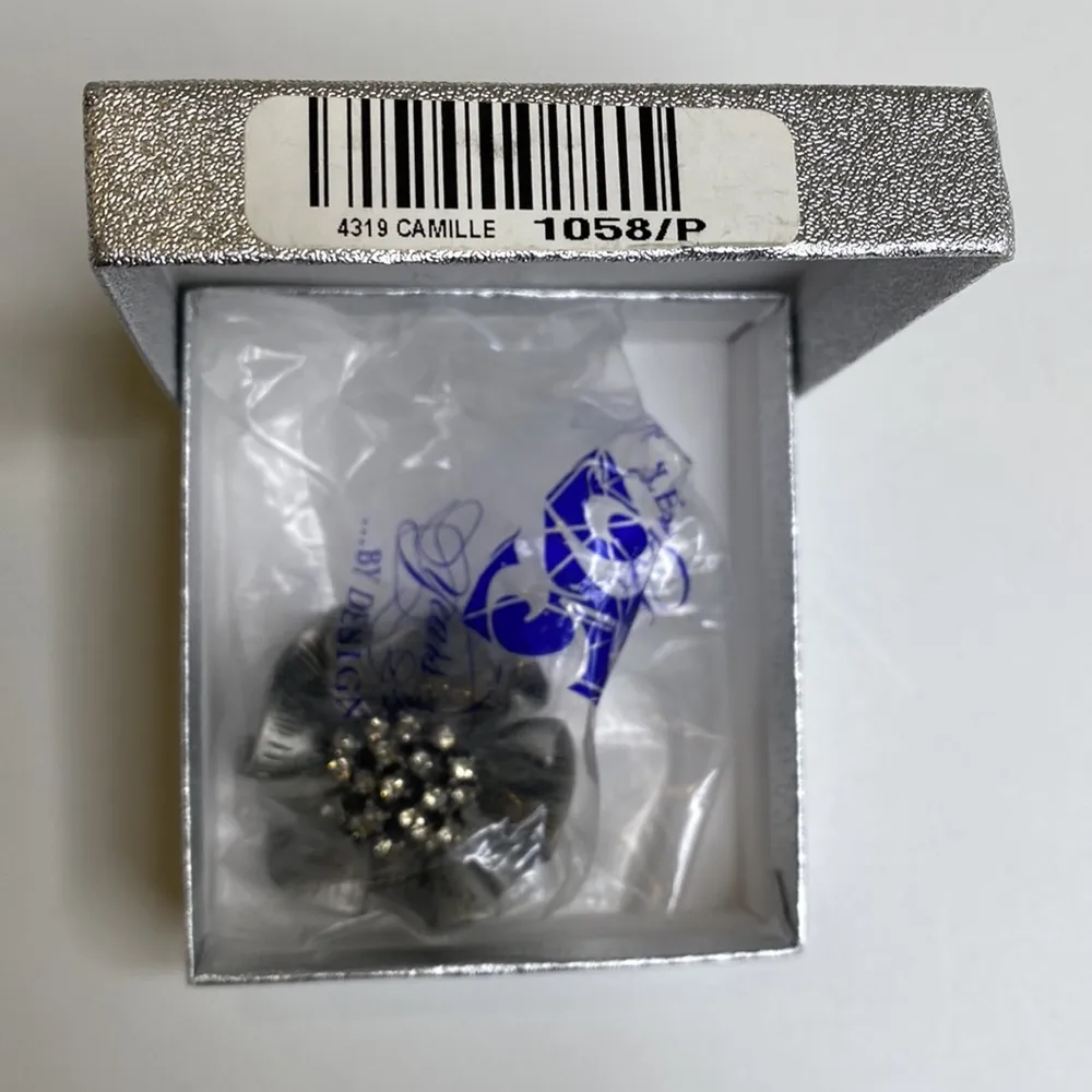 Premier Designs “Camille” Brooch/Pin Crystal Silver Plated NWT OS Matte Floral - Image 9