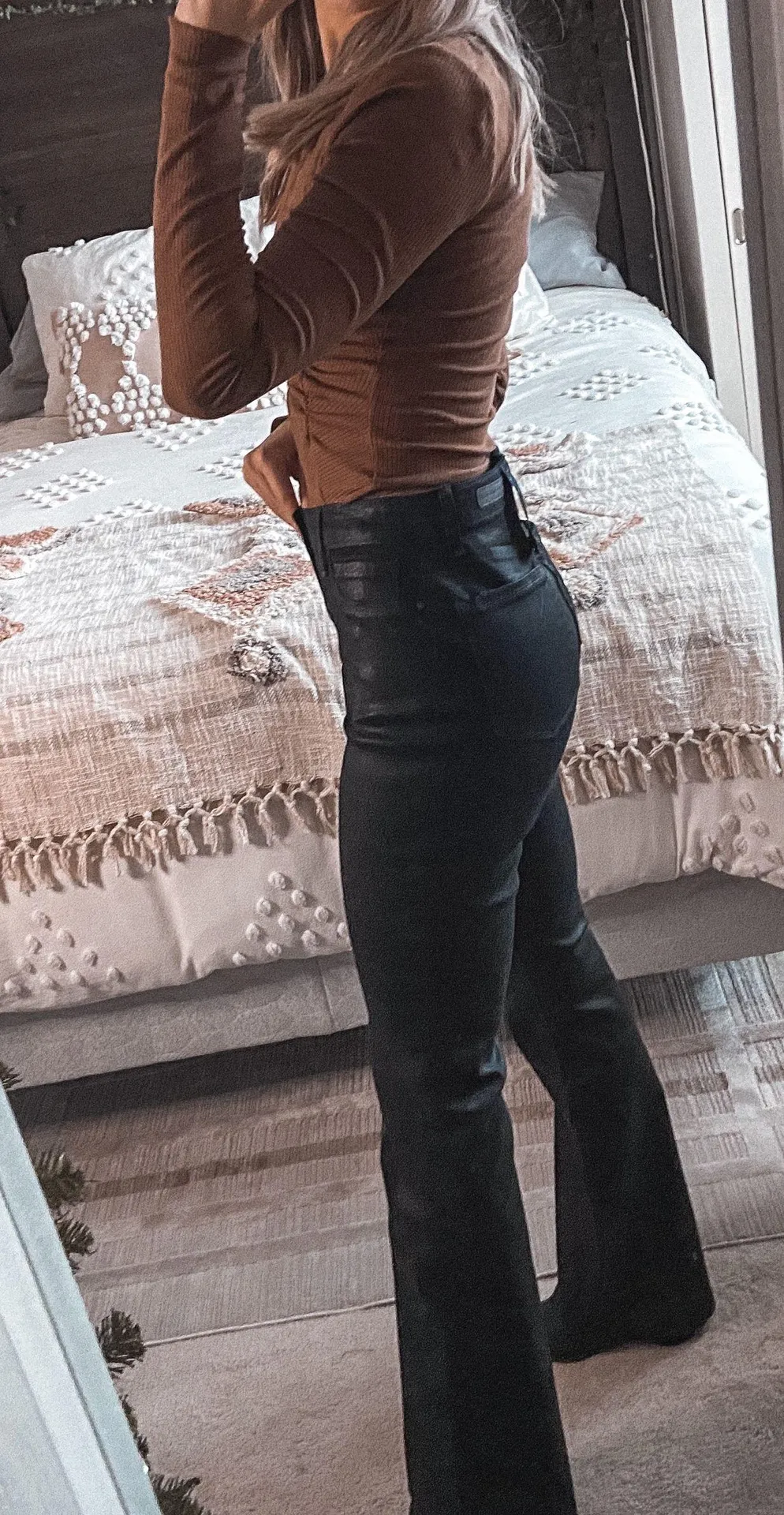 Sanctuary Slick Black High Rise Flare Bottom Jeans  - Image 2