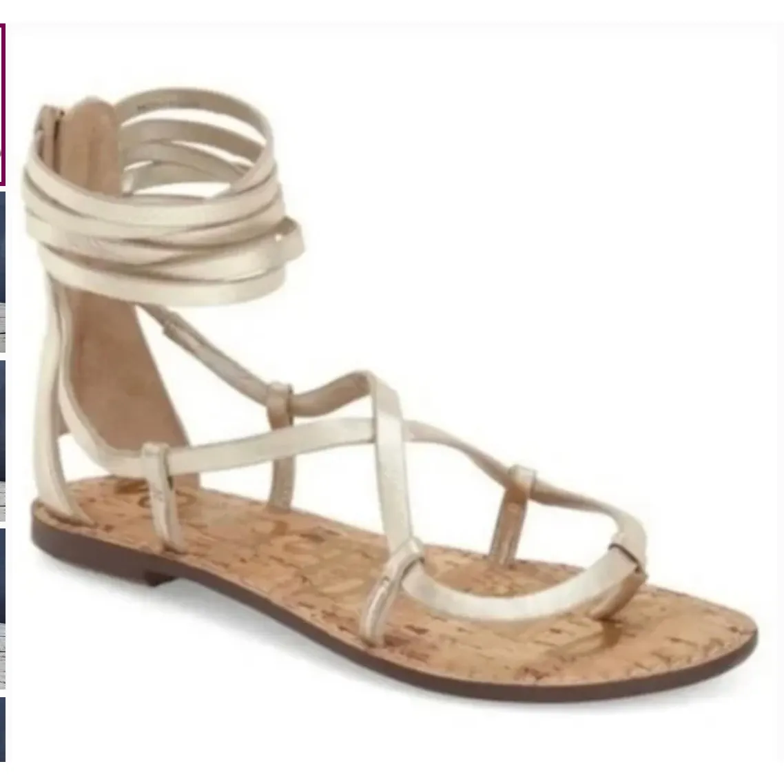 Sam Edelman Shoes‎ Womens Size 9M Gold Tan Ginette Gladiator Sandals Cork Flat - Image 11