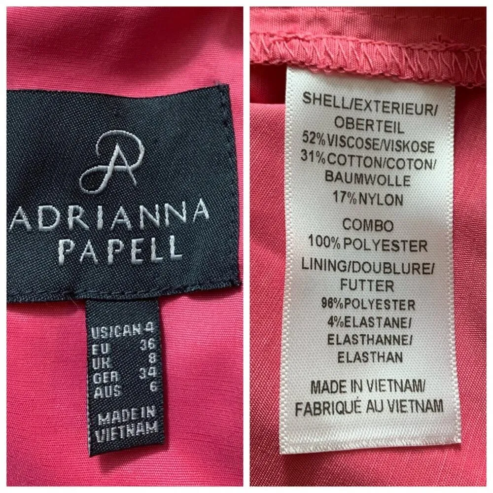 Adrianna Papell Party Dress Fuchsia Pink Lace A-line Dress Women's Size 4 - Image 9