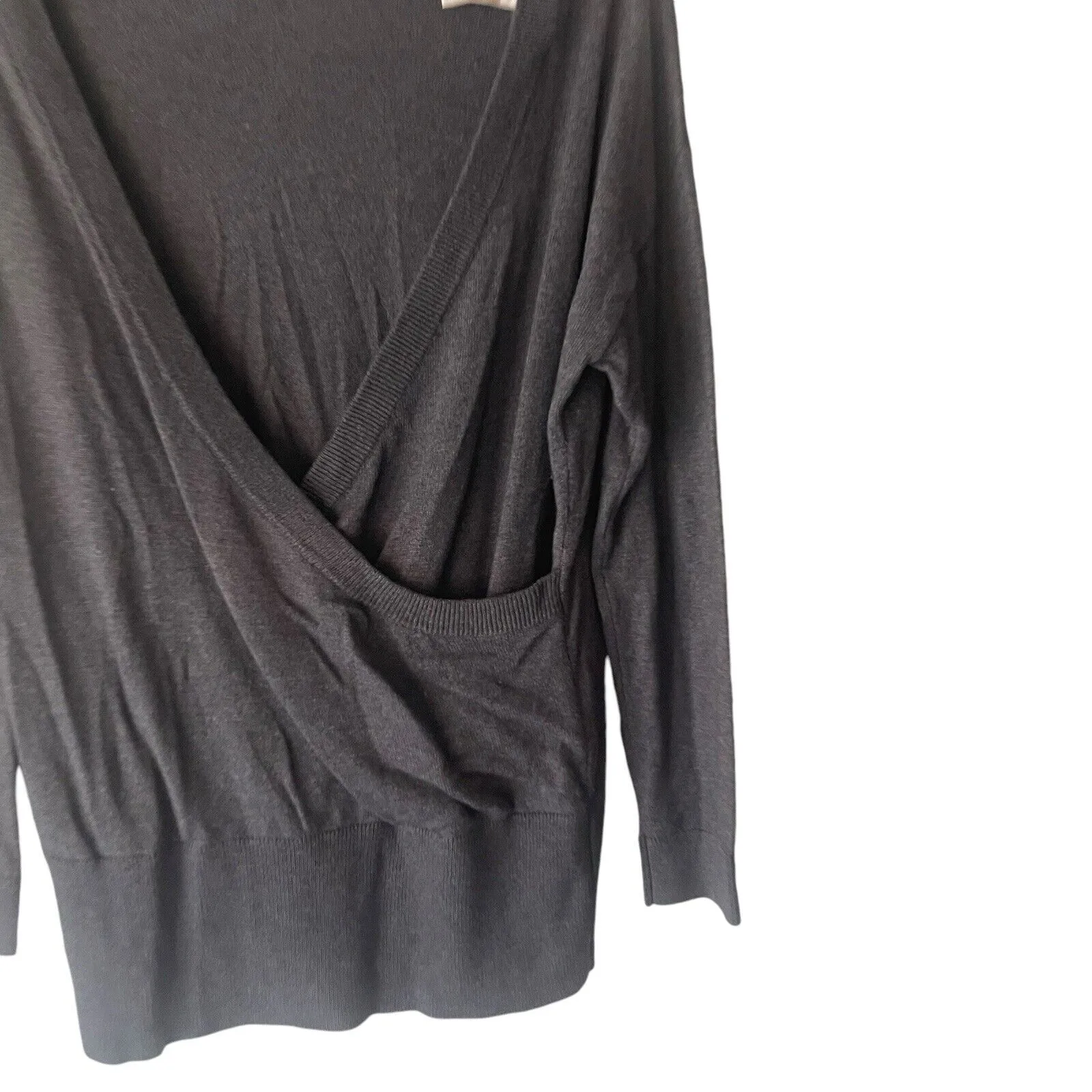 Laundry By Shelli Segal Size Medium Grey Open Wrap‎ Back Wool Cashmere Sweater - Image 5