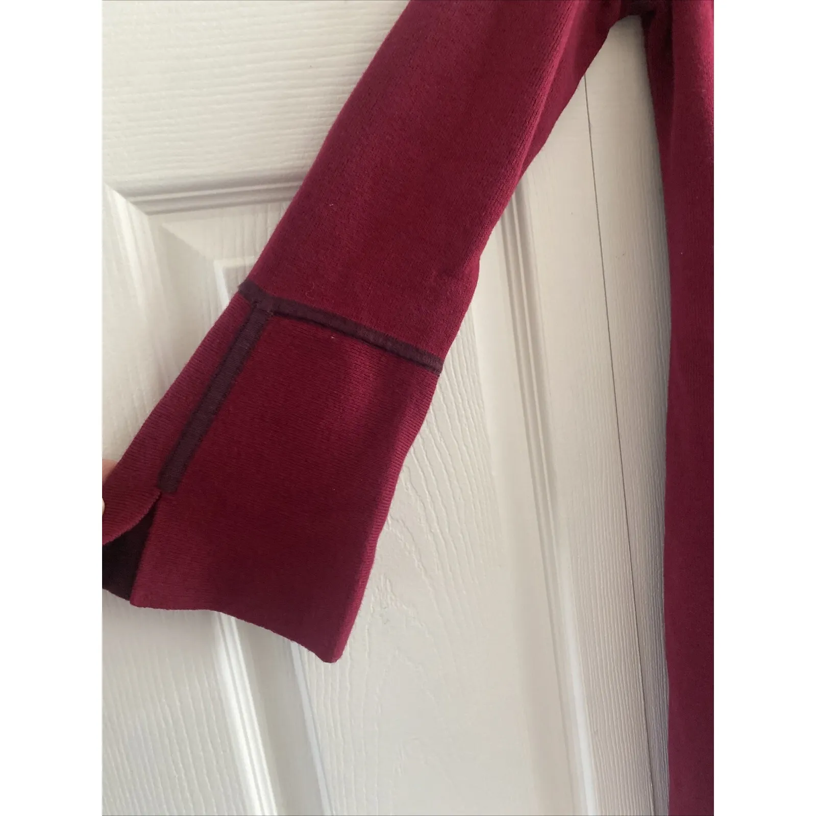 Chico's 0 Women's Small Red Open Long Line Sweater Old Money Knit Burgundy Easy - Image 2