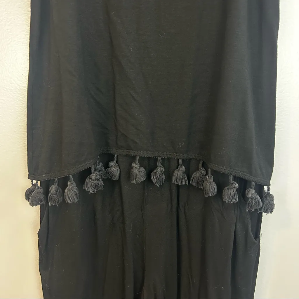 Trina Turk Tajo Black Tassle Sleeveless Jumpsuit Size Small - Image 4
