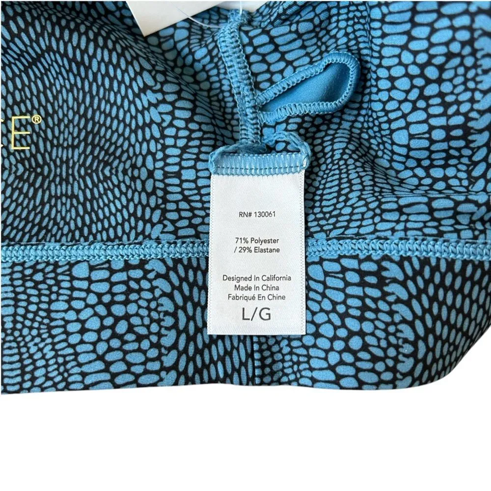 L*Space Active Women’s L Do The Twist Sports Bra Teal Blue Croc Print Padded New - Image 6