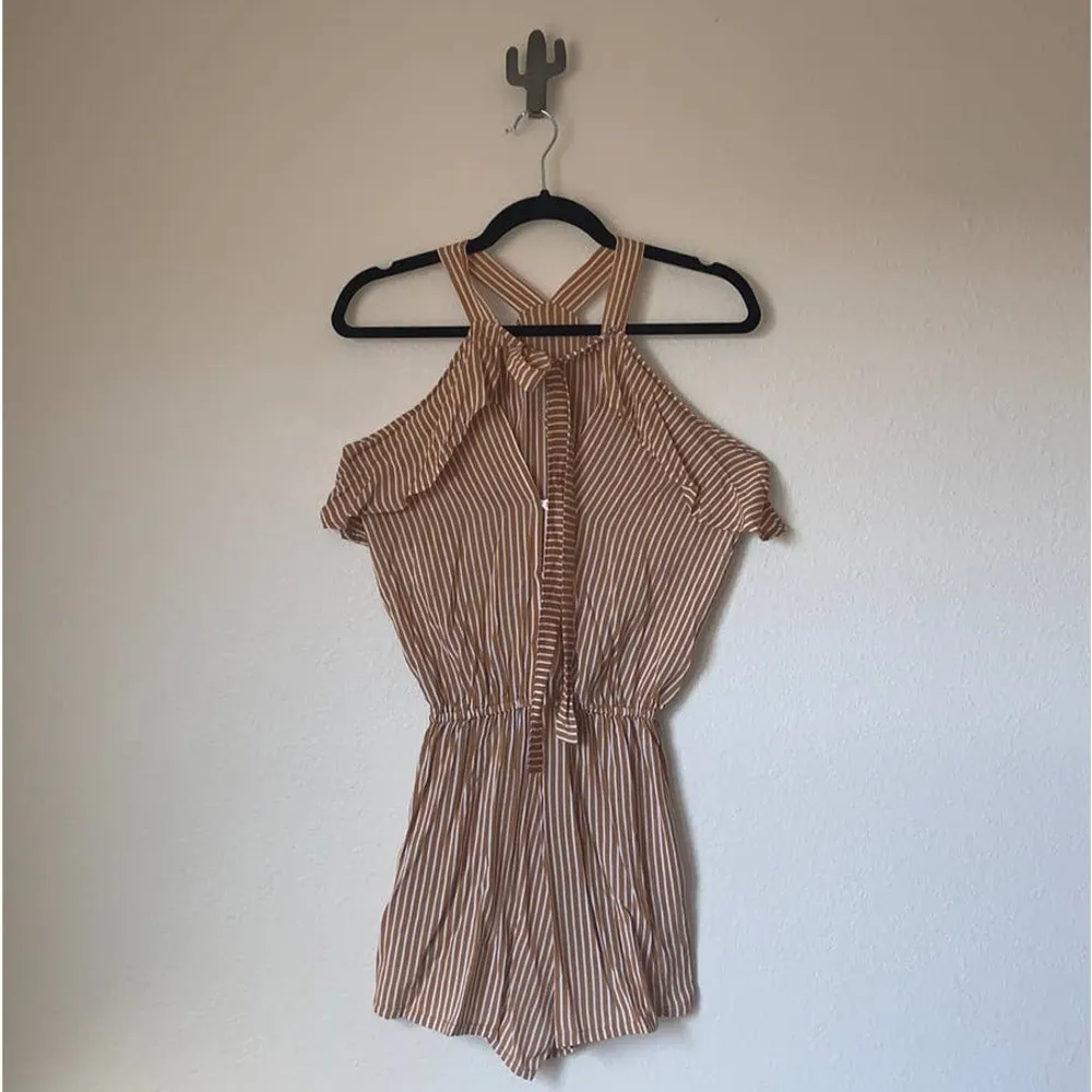 Faithfull the Brand Gaia Orange Striped Romper - Image 3