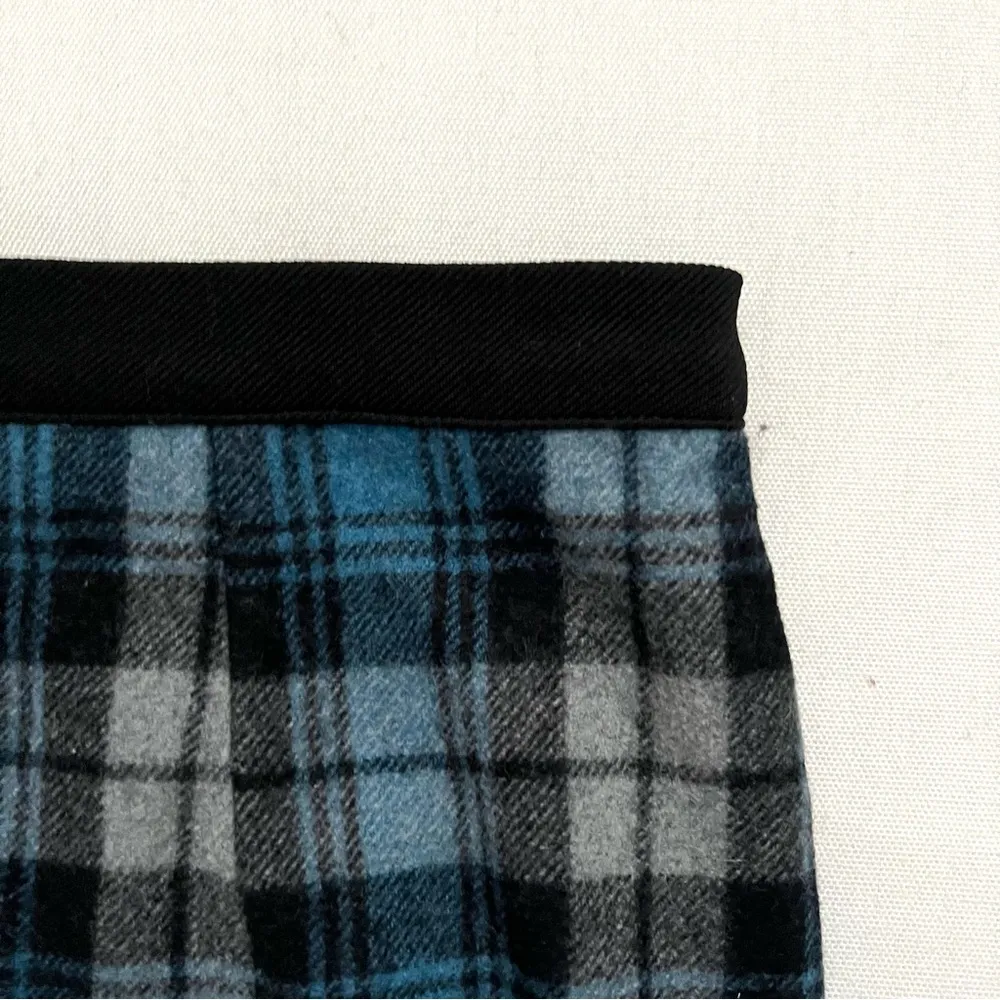 Double Zero Black Gray Navy Blue Plaid Wool Mini Skirt Size L Fall Winter - Image 7