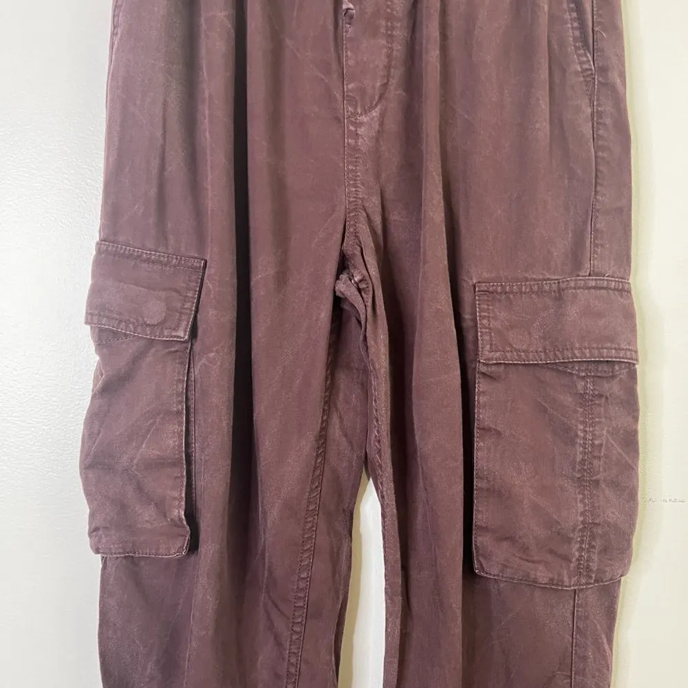 Abercrombie & Fitch Cargo Joggers Maroon Drawstring Waist Comfy Athleisure Sz S - Image 3