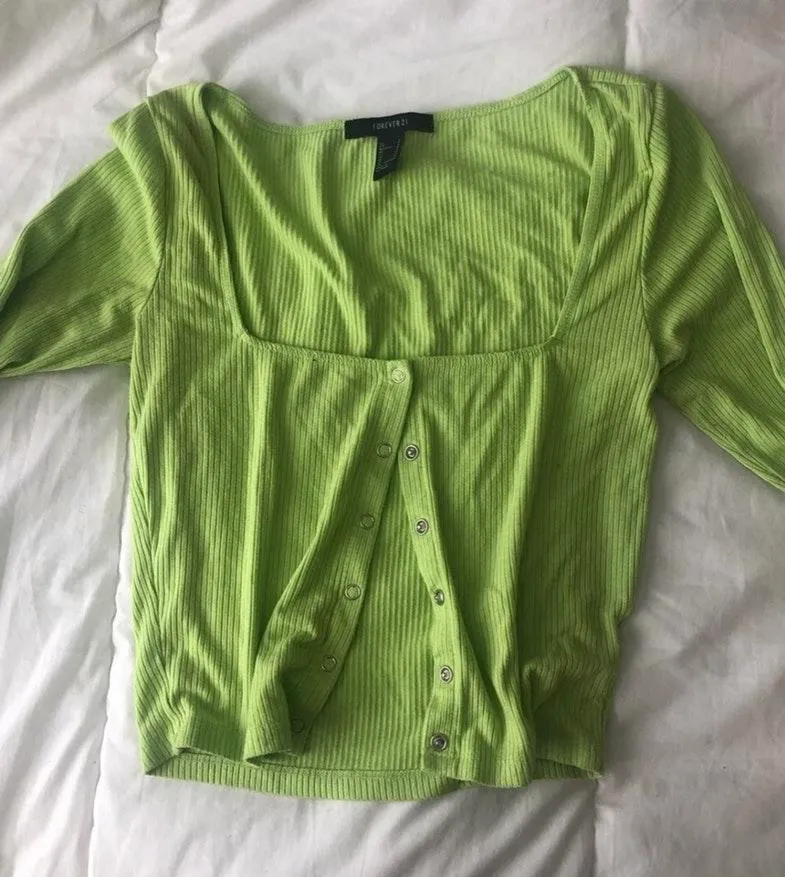 Forever 21 Lime Green Mesh Crop Top - Image 2