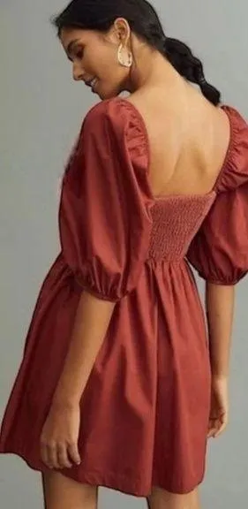 ANTHROPOLOGIE Maeve NEW Puff-Sleeved Sweetheart Mini dress - Image 2