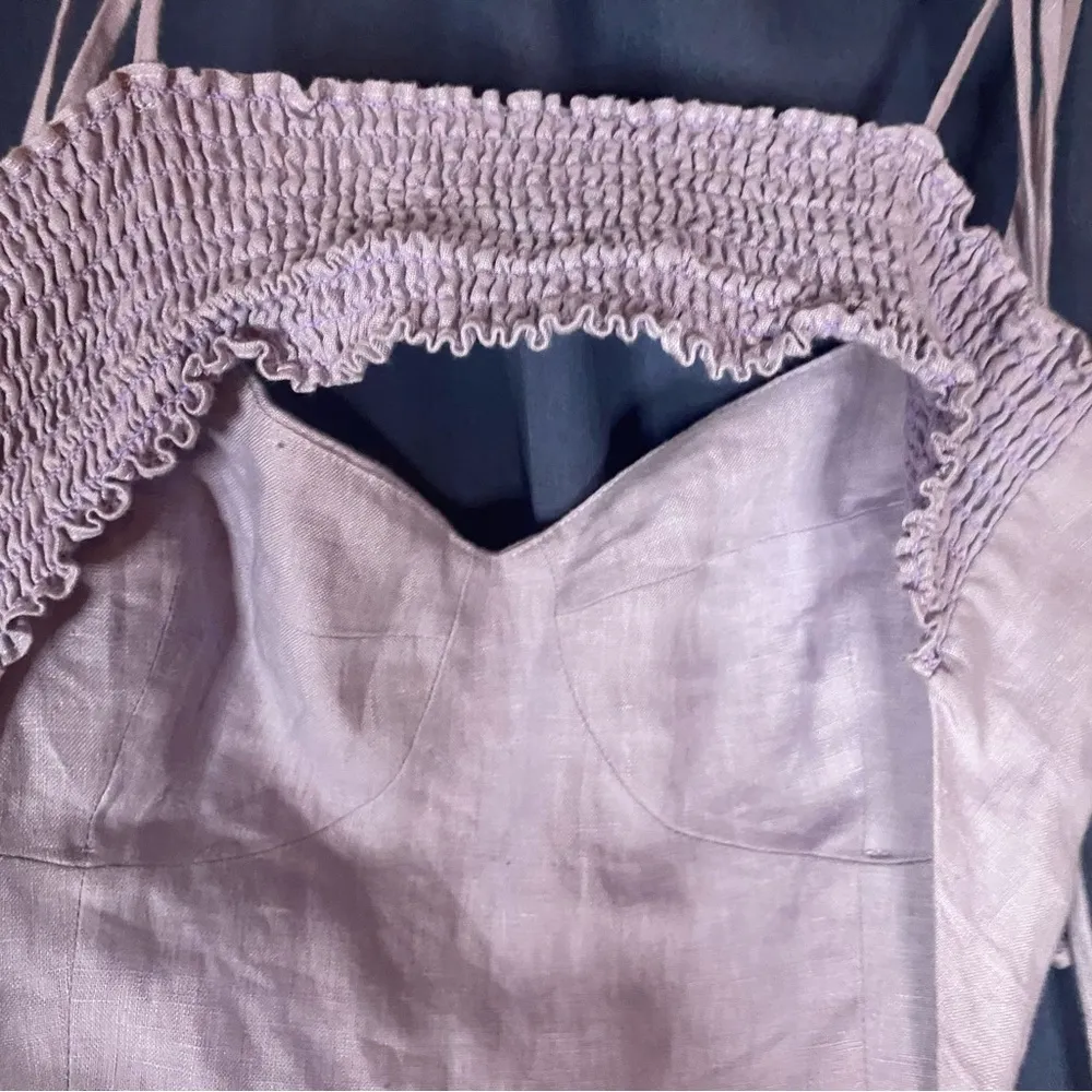 Reformation Alessa Cutout Linen Midi Dress in Lilac Purple Size 10 - Image 7