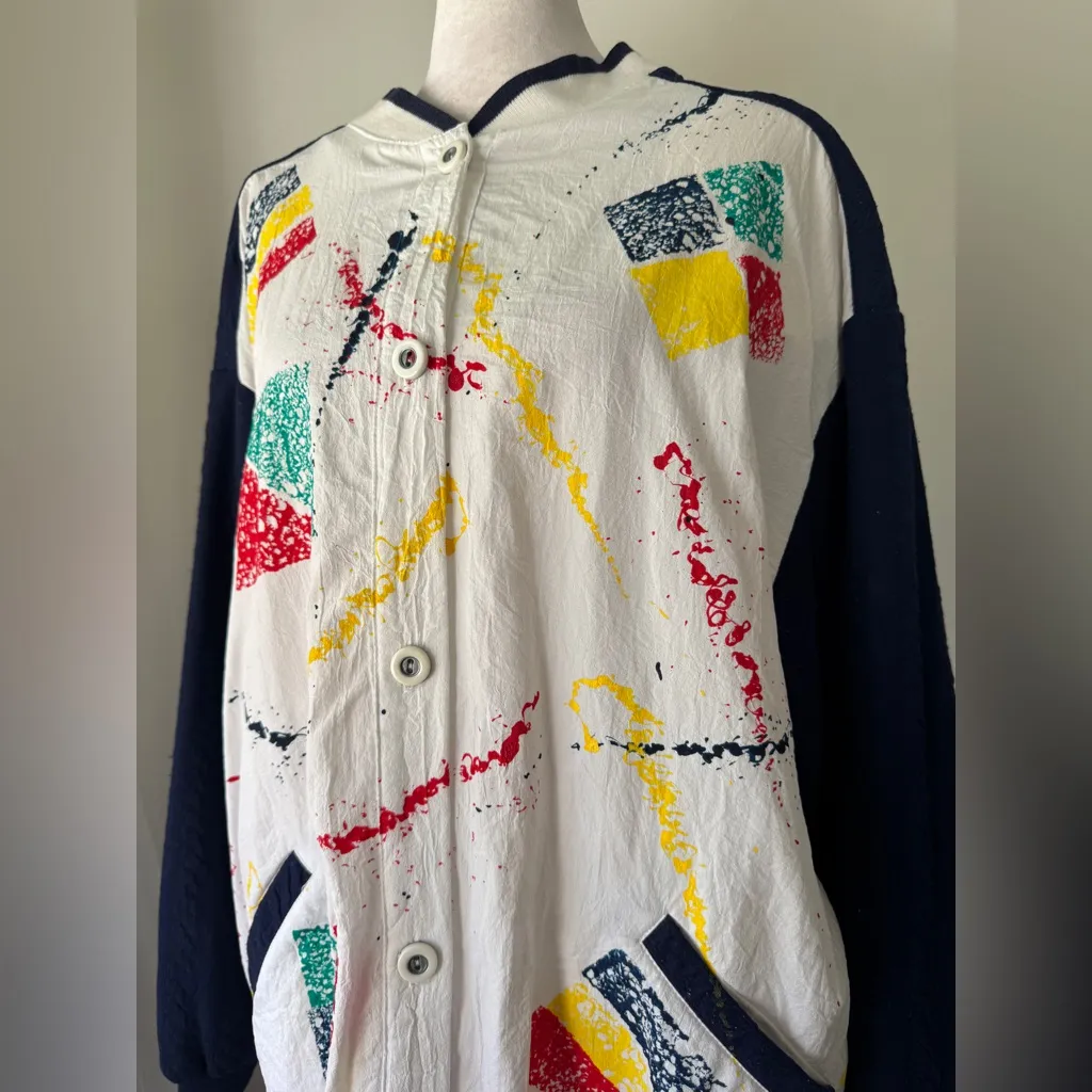 Catalina Vintage ‘90s  Paint Splatter Print Button Front Lightweight Jacket - Image 4