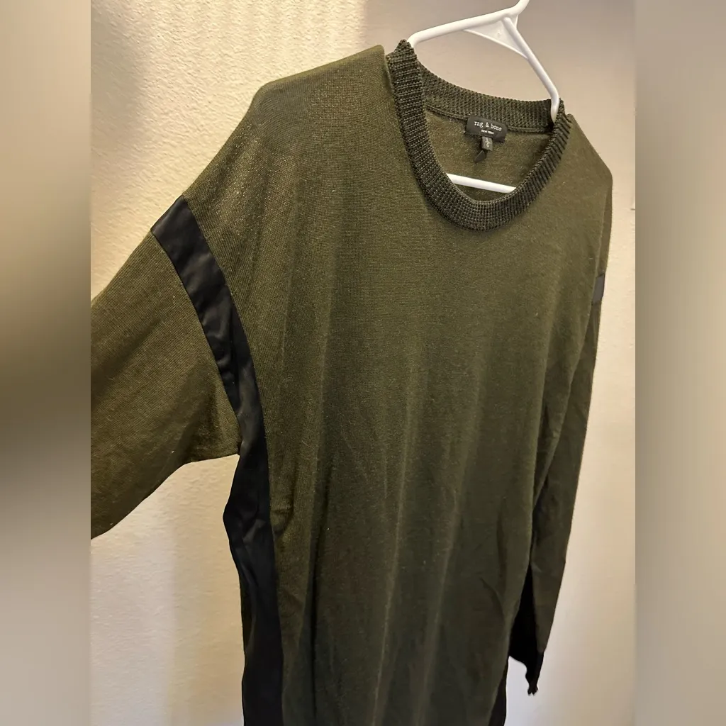 Rag & Bone Sadie Merino Wool & Silk-Blend Shift Sweater Dress Green Medium - Image 5