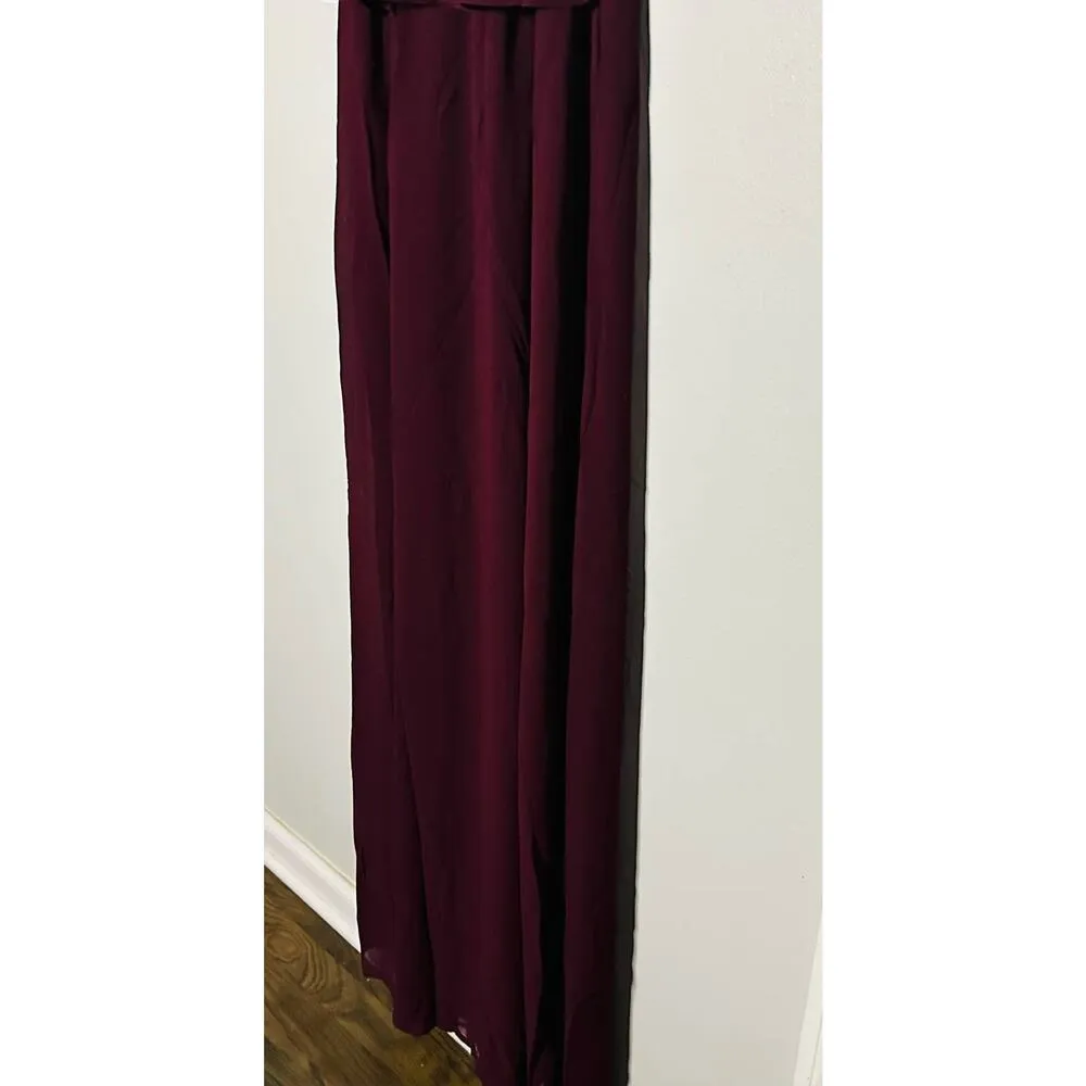 NWT Show Me Your Mumu Caitlin Ruffle Merlot Chiffon Maxi Dress Size Small - Image 9