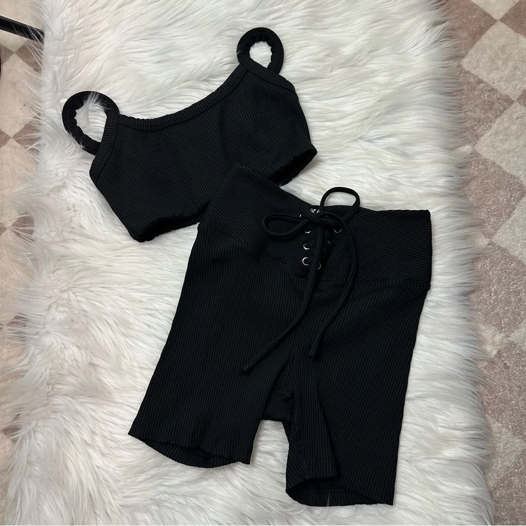 Year of Ours Black Ribbed Lace - Image 2