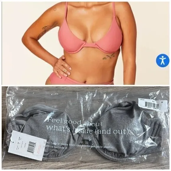 Andie Swim The Sicily Bikini Top Silver Metallic Size M NWT - Image 2