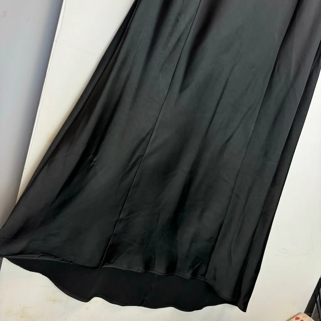 NEW ZARA Black Satin Slip Maxi Dress Sz Large Open Back - Image 8