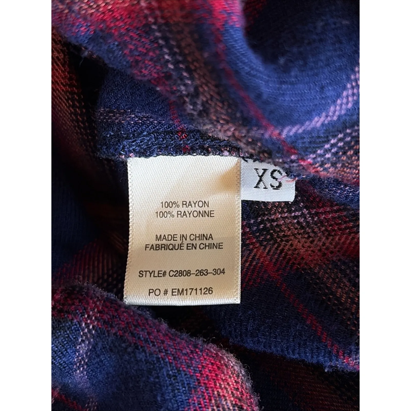 Cloth‎ & Stone Blue Plaid Flannel Casual Button Up Camp Shirt Womens XS - Image 8