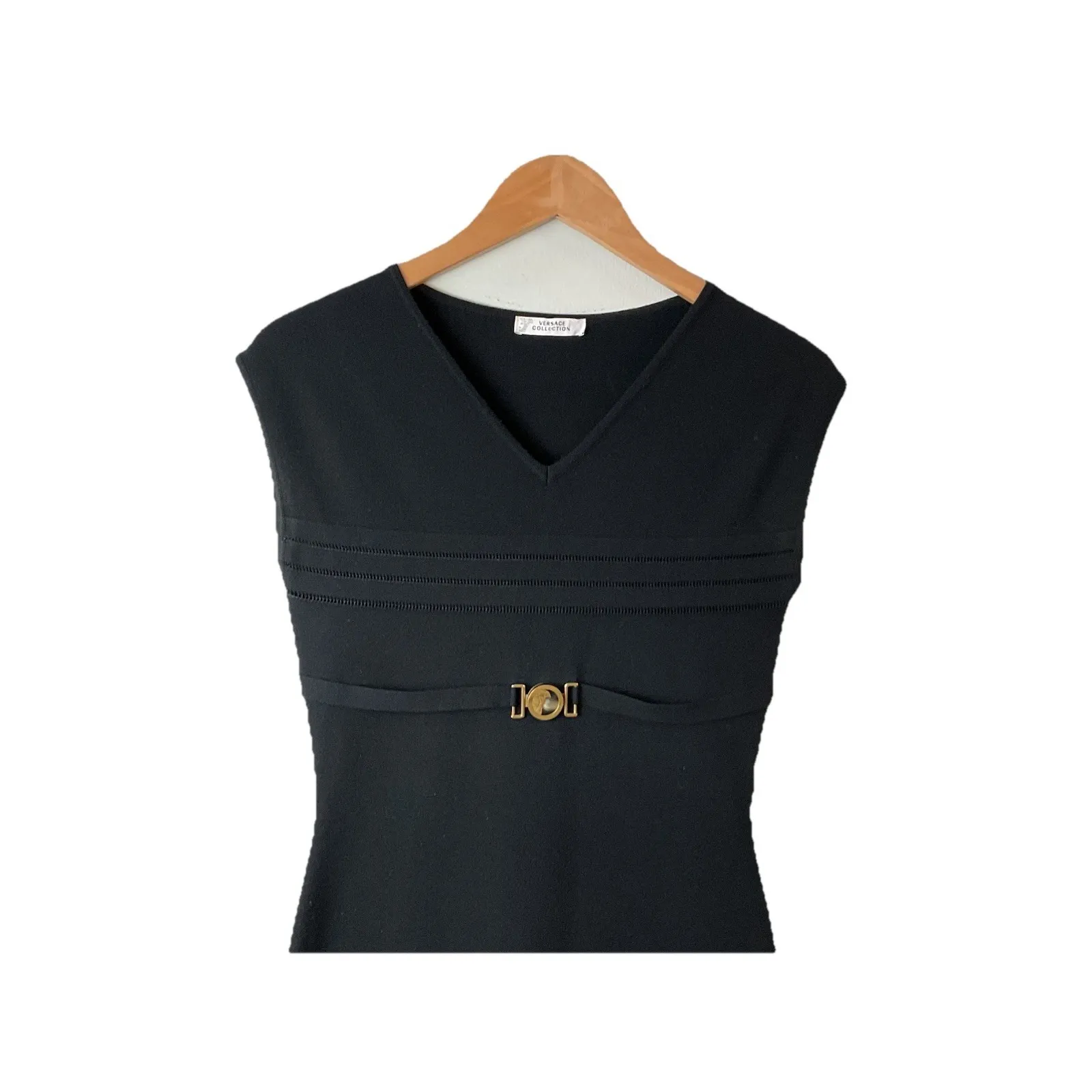 VERSACE COLLECTION BLACK KNIT DRESS with MEDUSA BUCKLE 40 /6 - Image 7