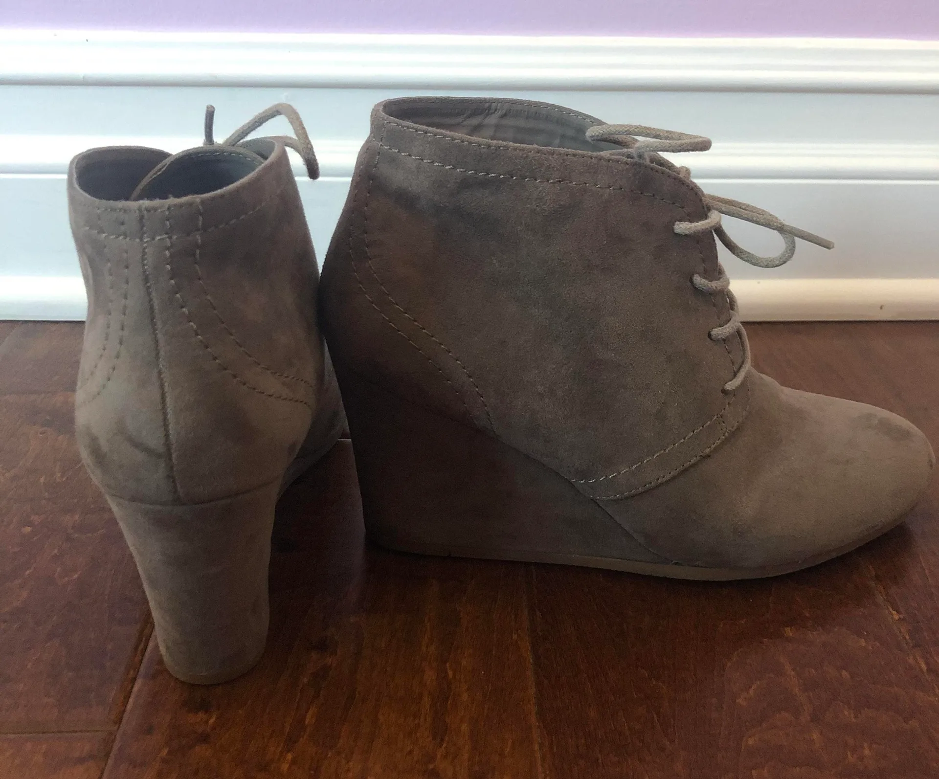 Suede Lace Up Booties - Image 5